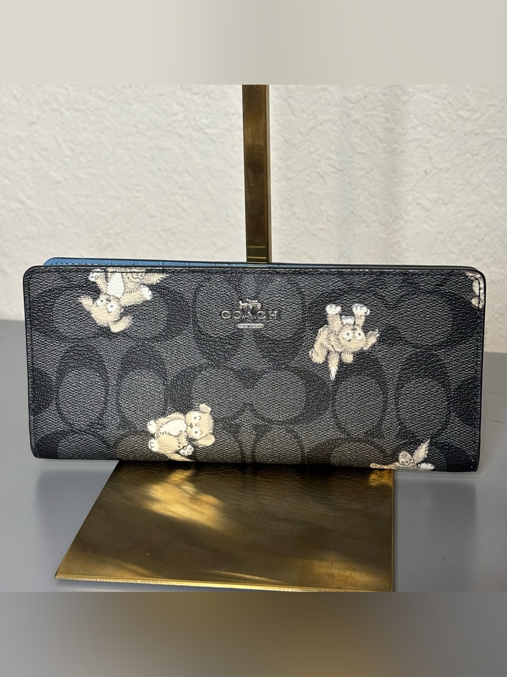 Coach Slim Wallet in Signature Canvas with Happy Dog Print - Picture 1 of 6